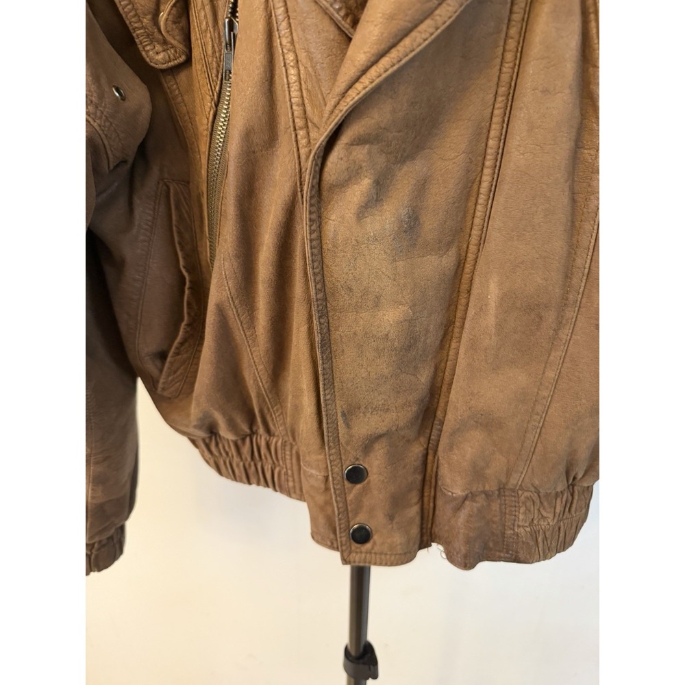 Vintage Wilsons Adventure Bound leather bomber jacket Men L Brown Insulated Zip - Picture 4 of 12